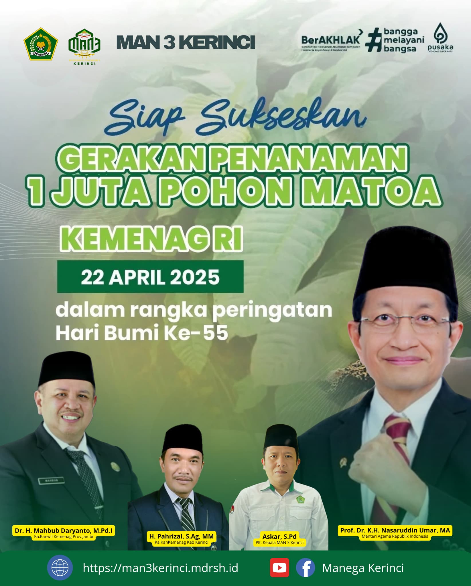 MAN 3 Kerinci Sukseskan Gerakan Menanam 1 Juta Pohon Matoa dalam Rangka Hari Bumi 2025
