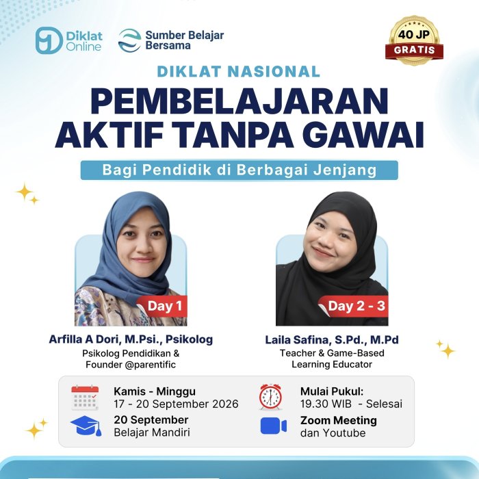 Tingkatkan Kualitas Pembelajaran, Guru MAN 3 Kerinci Ikuti Diklat Nasional Pembelajaran Aktif Tanpa Gawai