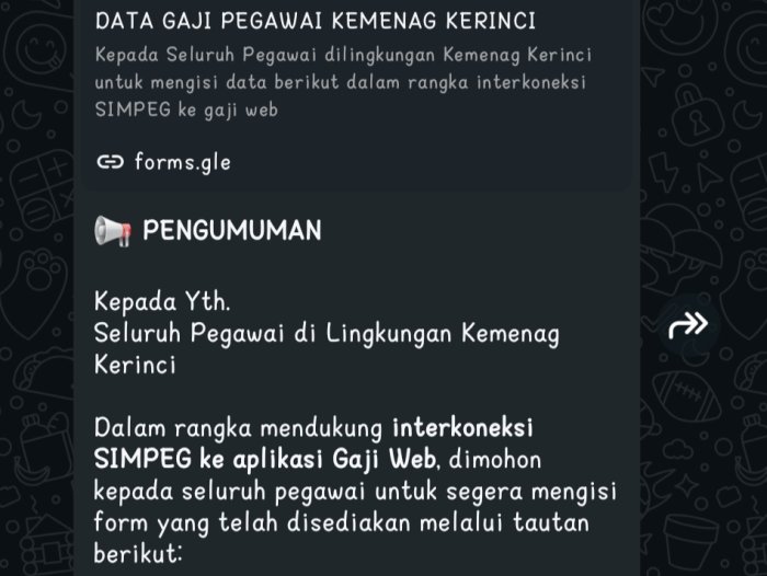 ASN MAN 3 Kerinci Lakukan Interkoneksi Data SIMPEG ke Aplikasi Gaji Web