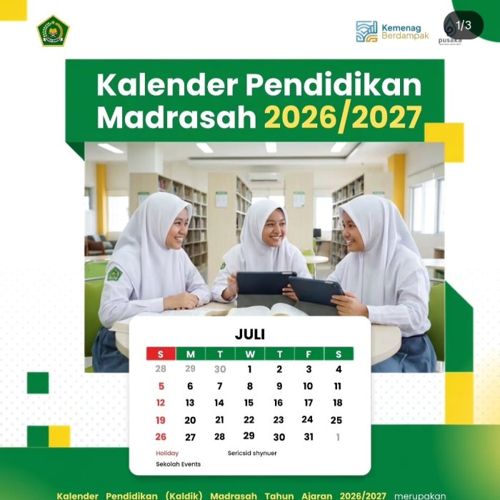 Kalender Pendidikan Madrasah Tahun Ajaran 2026 2027