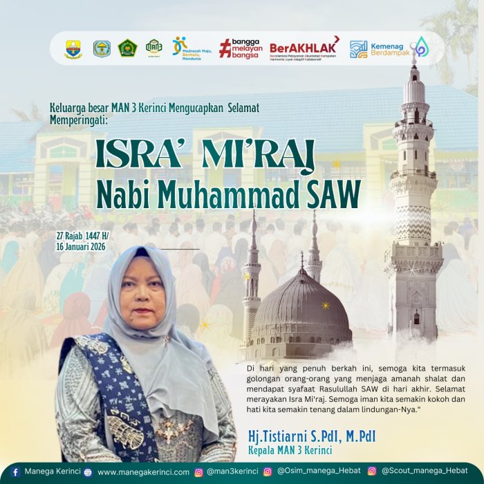 Keluarga Besar Man 3 Kerinci Mengucapkan Selamat Memperingati Hari Isra dan Miraj