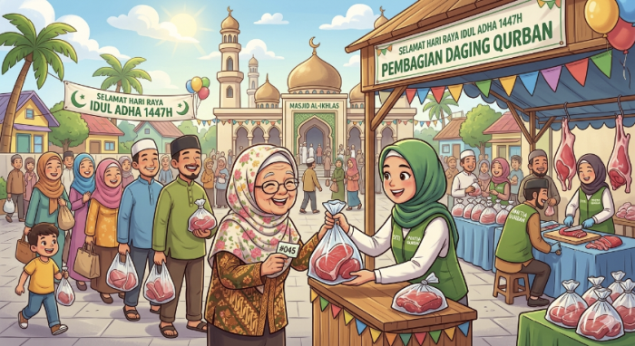 Warga Antusias Terima Daging Kurban di Hari Raya Idul Adha Warga Antusias Terima Daging Kurban di Hari Raya Idul Adha