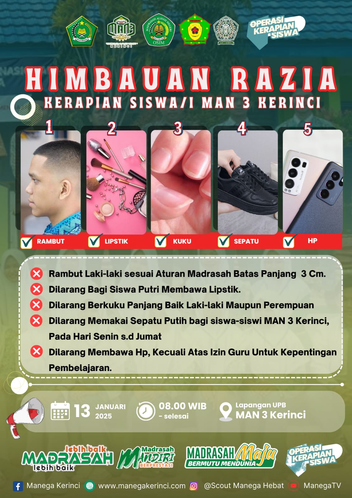 MAN 3 Kerinci Gelar Kegiatan Kedisiplinan Siswa Pasca UPB