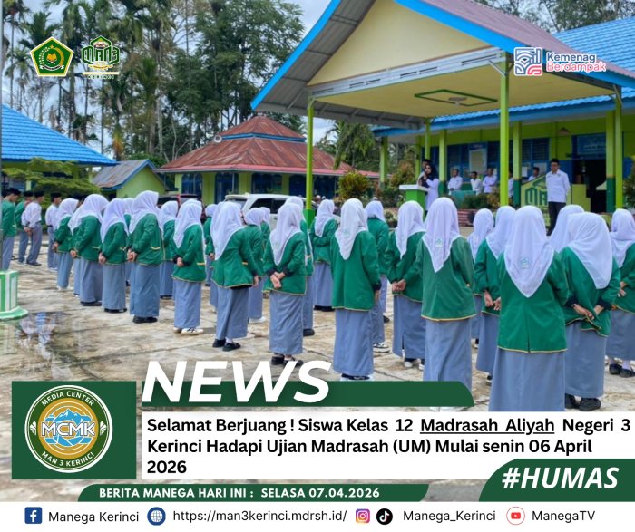 MAN 3 Kerinci Dukung Siswa Kelas XII Hadapi Ujian Madrasah