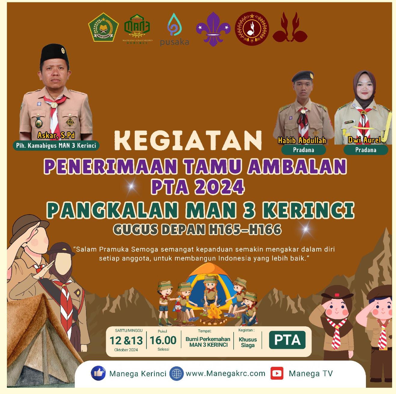 Salam Pramuka !! Gelar Kegiatan PTA Pangkalan MAN 3 Kerinci