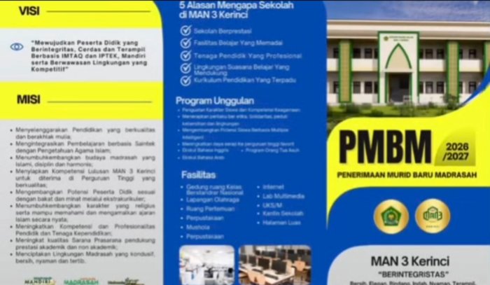 MAN 3 Kerinci Buka Pendaftaran Siswa Baru Tahun 2026