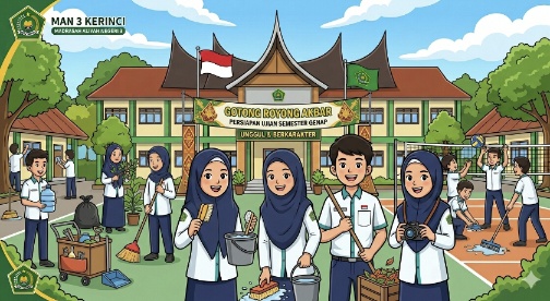 Siswa MAN 3 Kerinci Gelar Gotong Royong Sambut Ujian