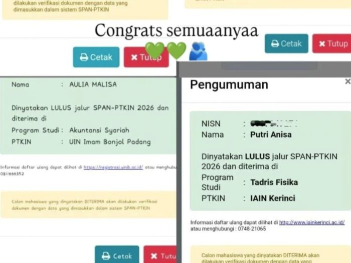 Siswa MAN 3 Kerinci Lolos SPAN-PTKIN 2026 di Kampus Islam Favorit