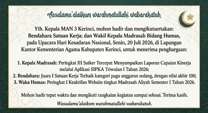 MAN 3 Kerinci Raih Tiga Penghargaan di Upacara Nasional MAN 3 Kerinci Raih Tiga Penghargaan di Upacara Nasional